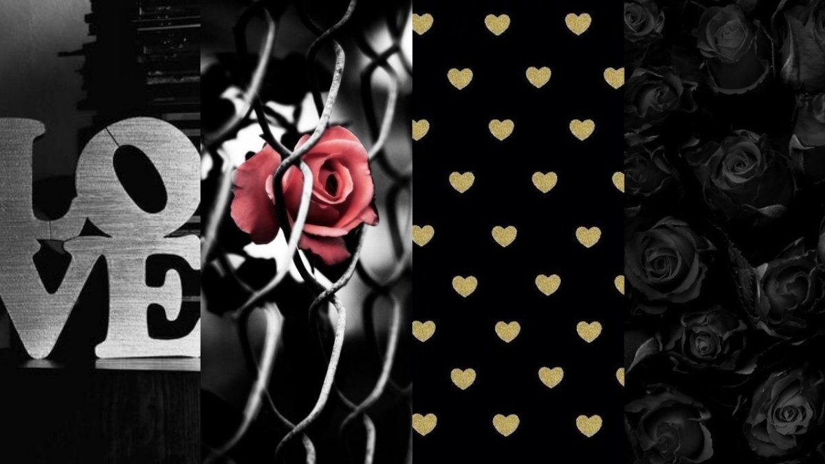 Черные обои с цветами