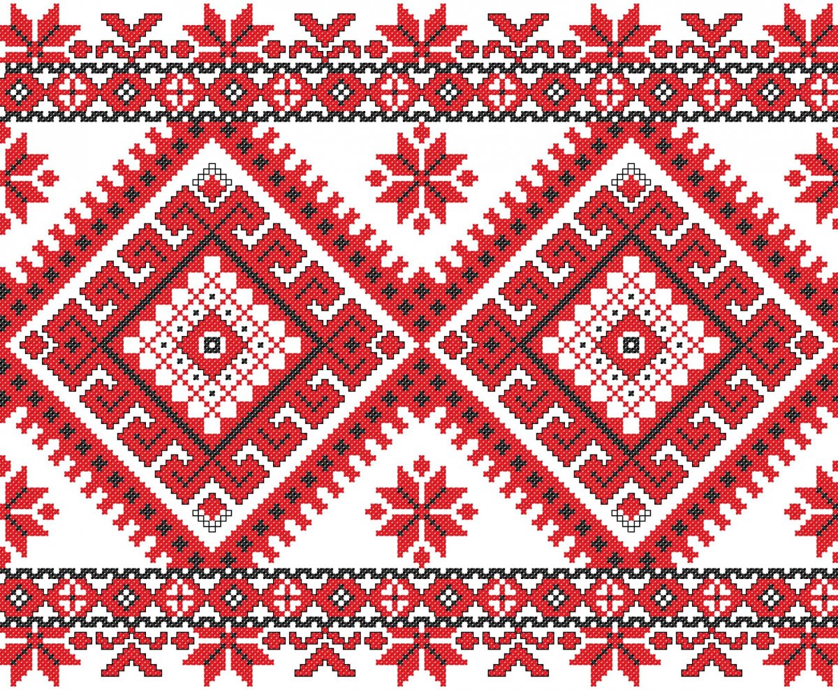 Яркие цветы на голубом фоне в народном стиле