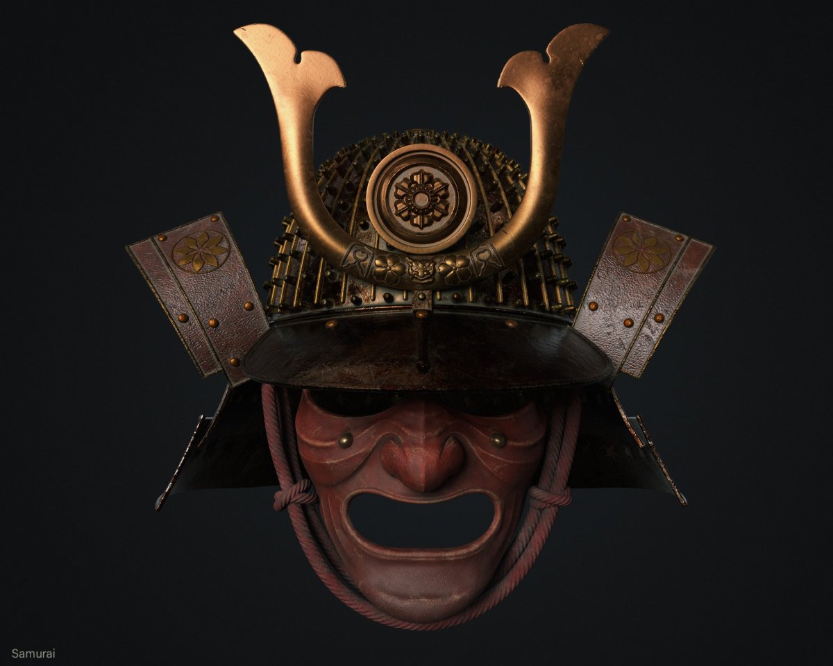 Тату маска самурая мэнгу