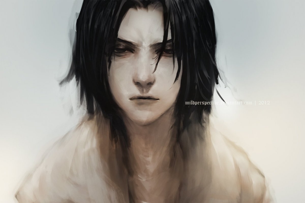 Парень с длинными черными волосами арт пошло