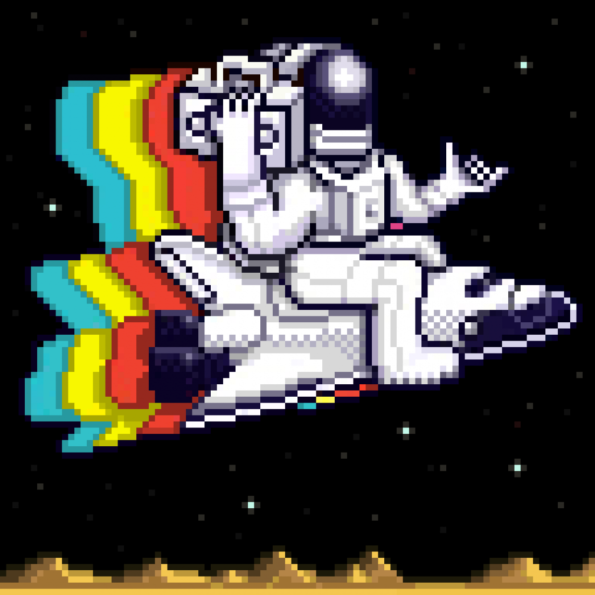 Космический корабль в стиле Pixel Art