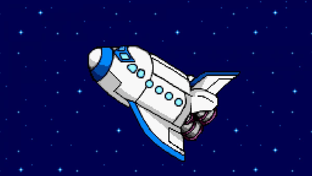 Пиксельный вид из космического корабля