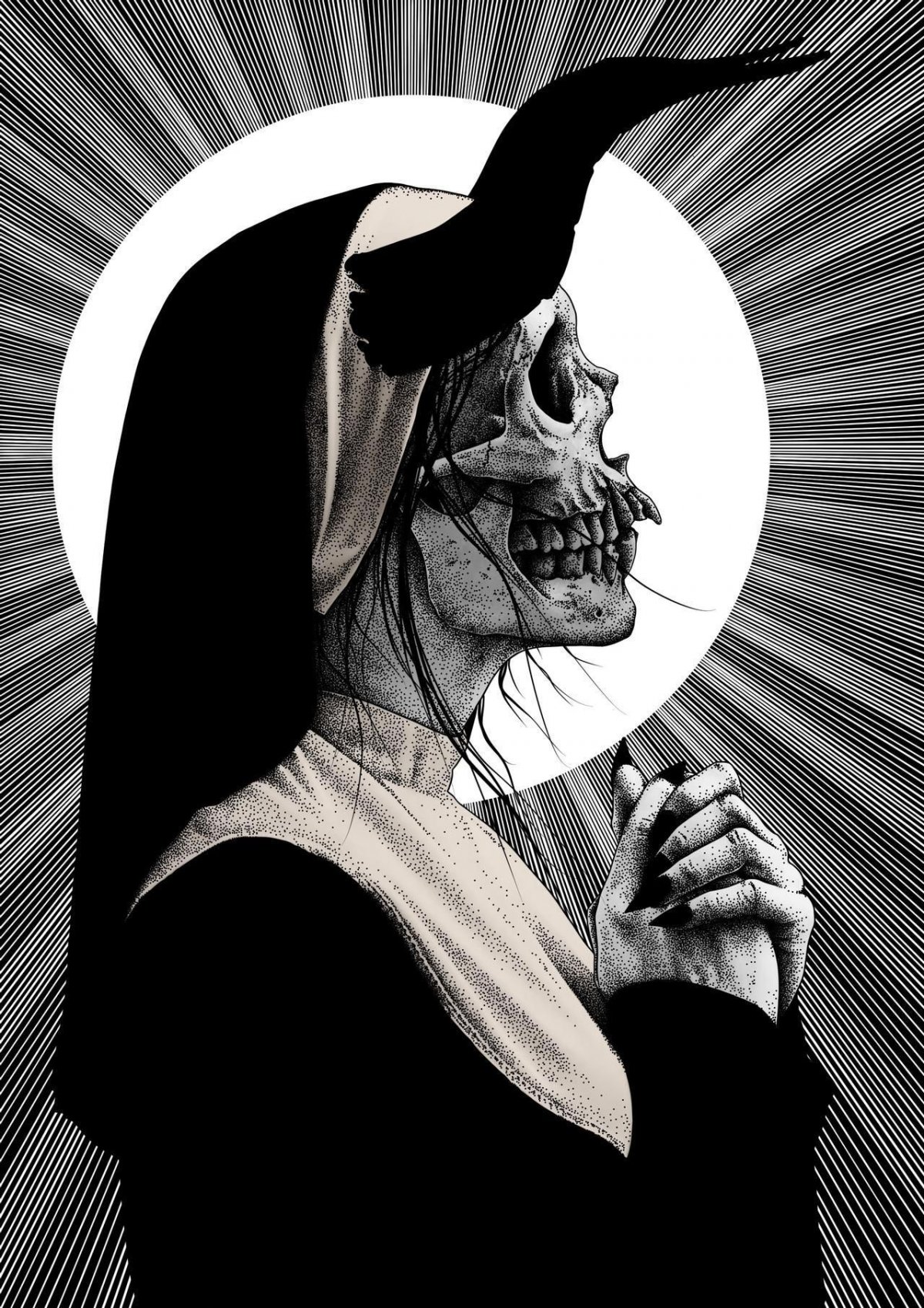 Чёрный волк с красными глазами злой