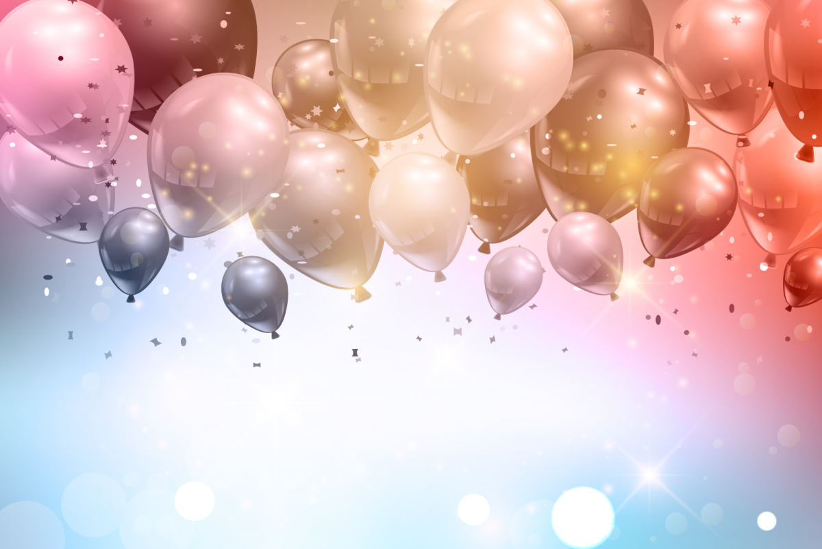 Фон с цветами и шариками