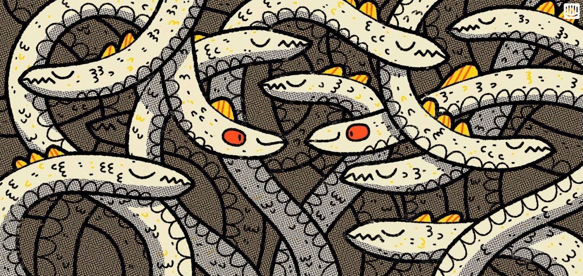 Черная змея с красными глазами