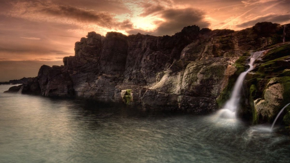 Горы море водопад