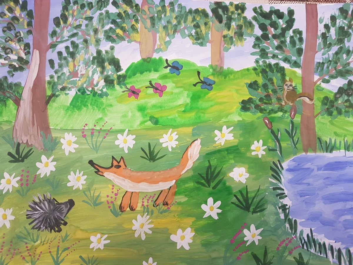 Рисование лес для дошкольников