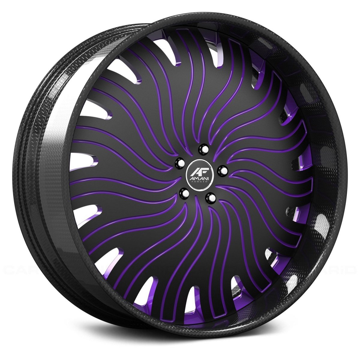 Фиолетовые диски на черной машине