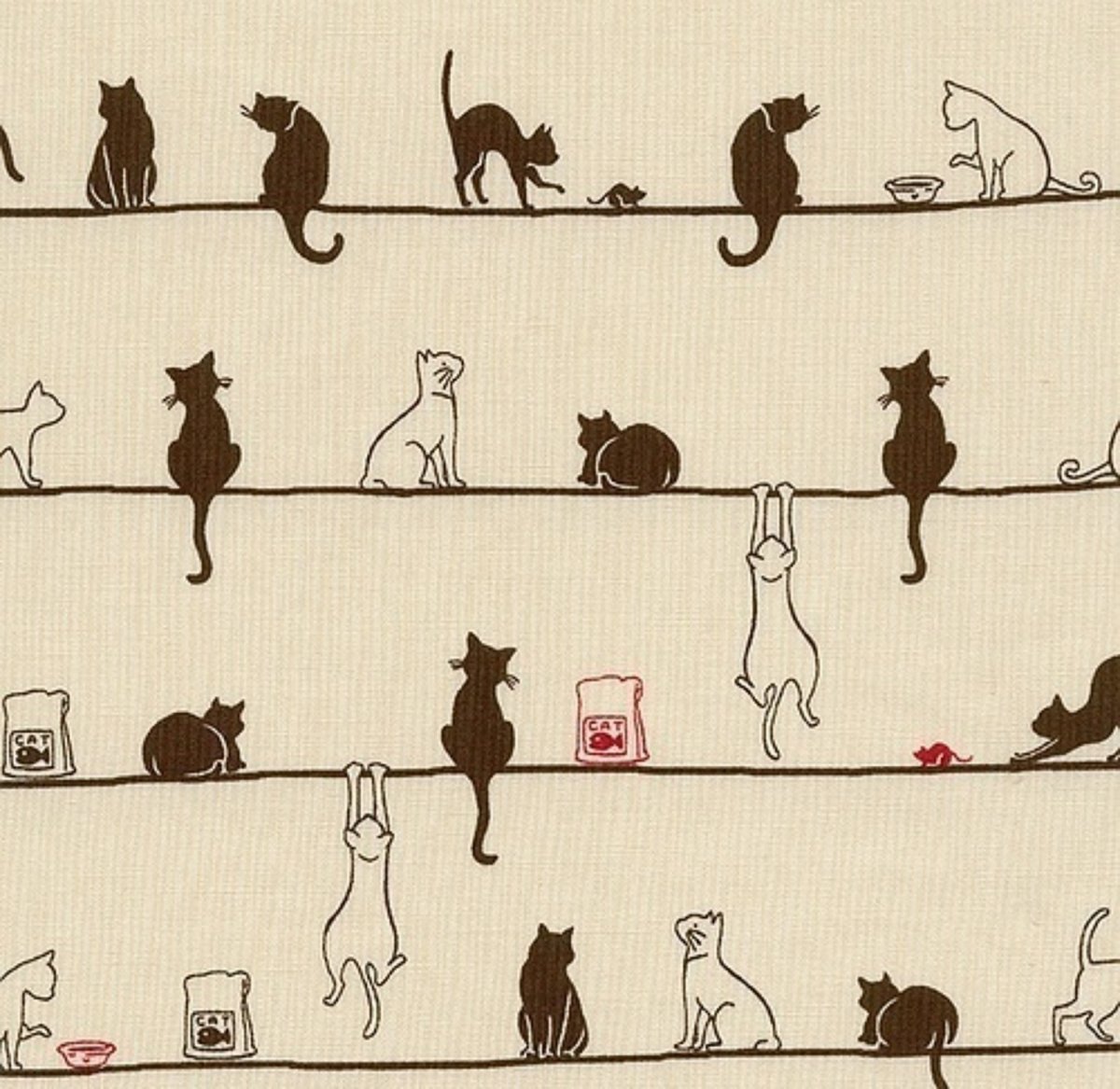 Ткань с изображением котов и кошек