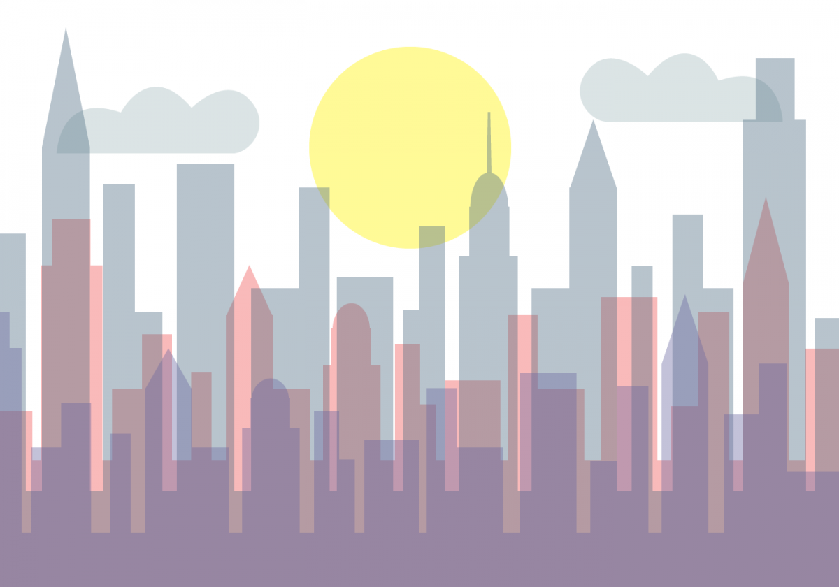 Силуэт города. Векторный городской пейзаж. Город вектор. Город очертания цвет. Включи простые города