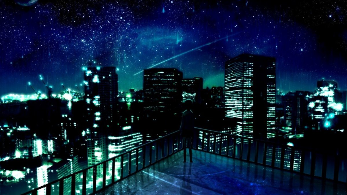 Аниме фон ночной город