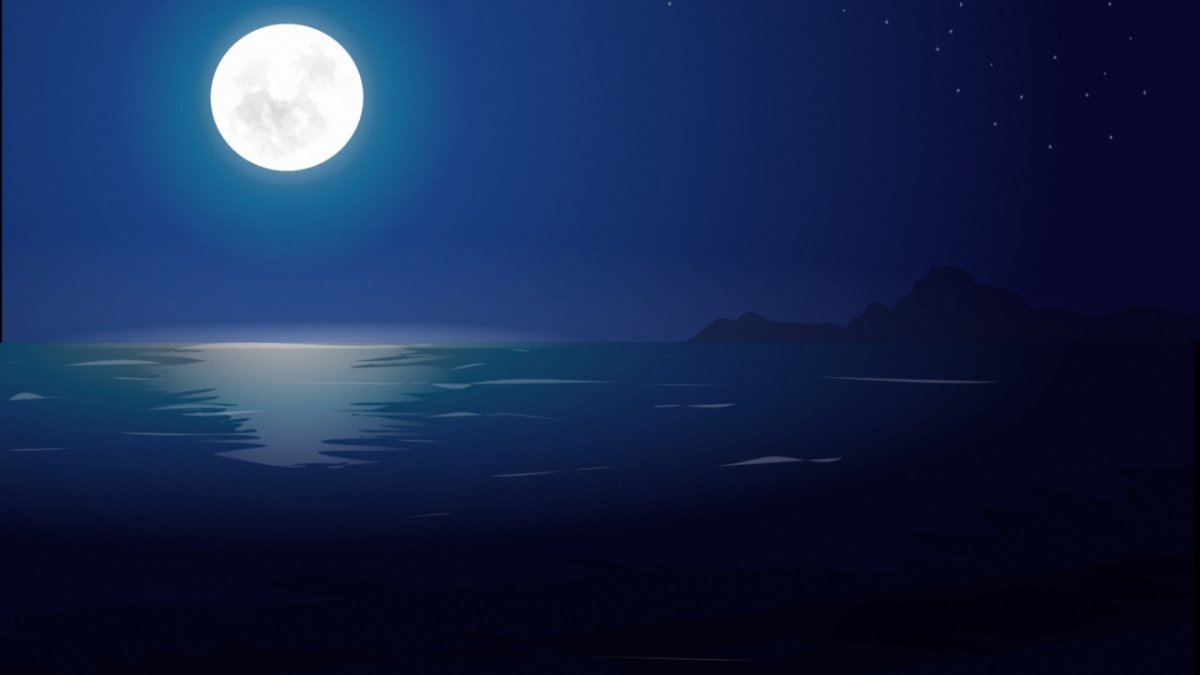 Половина Луны в ночном небе