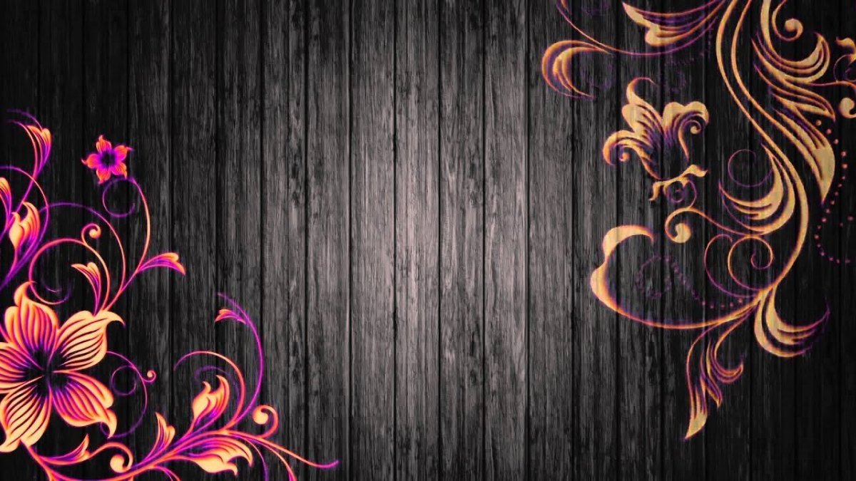 Розовые узоры на черном фоне