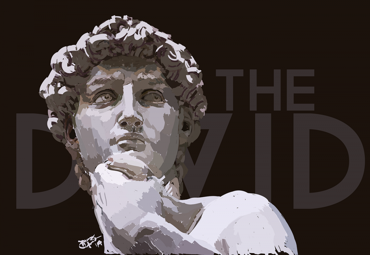 Давид Микеланджело черно белое