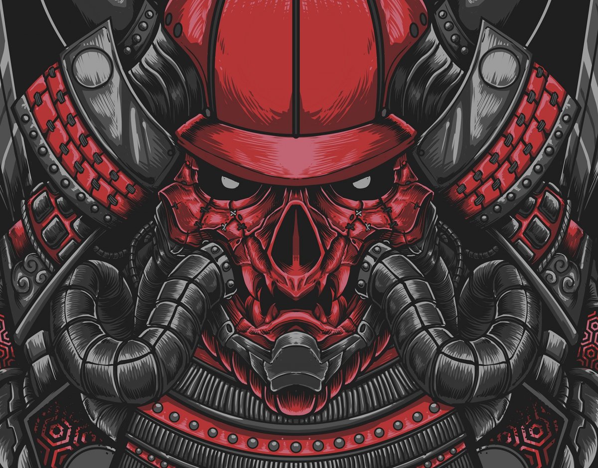 Маска самурая тату