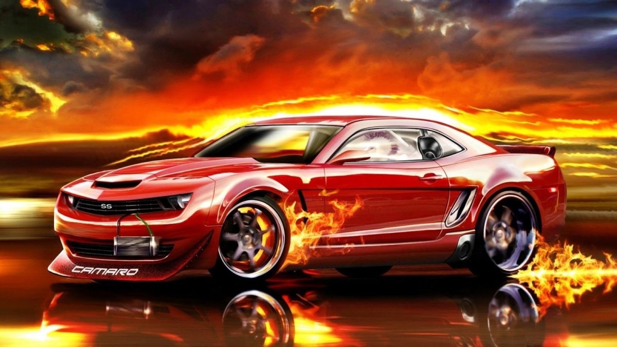 Шевроле Камаро в огне