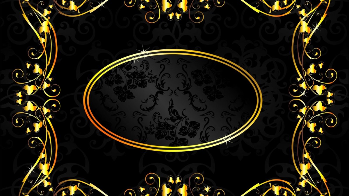 Золотые вензеля на черном фоне