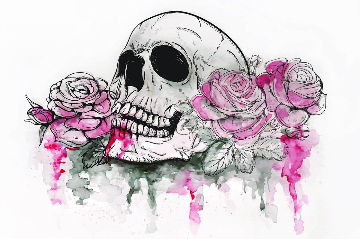Череп и цветы