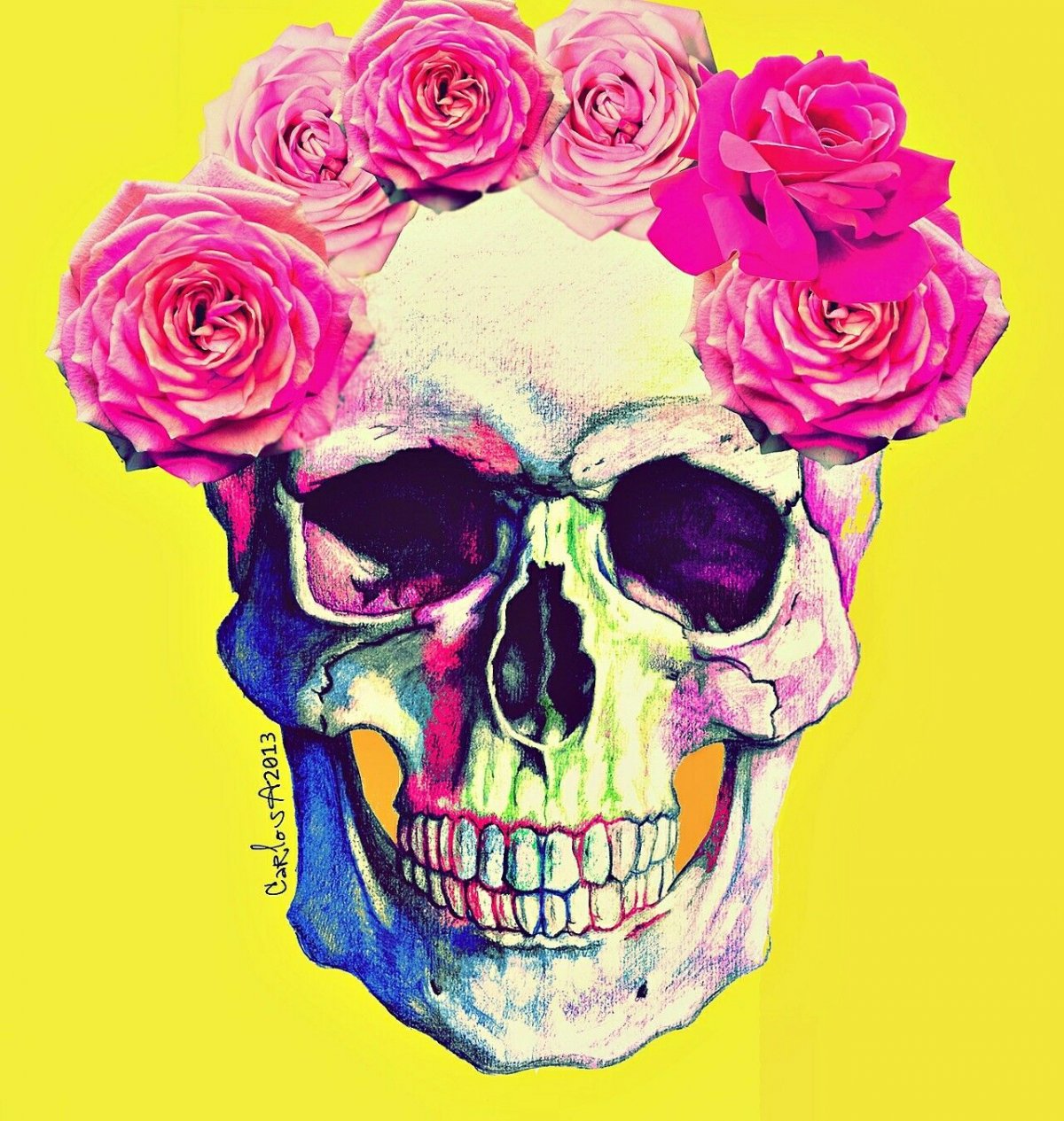 Заставка на экран череп с цветами