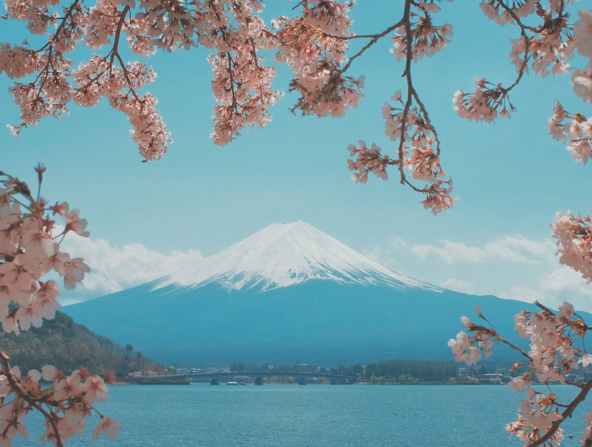 Гора Фудзи акварель