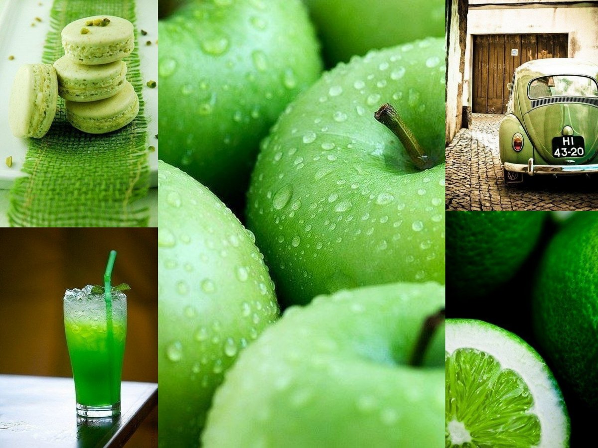 Зеленые обои коллаж