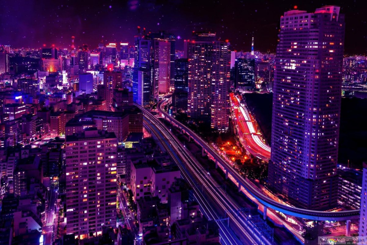 Япония Токио ночью