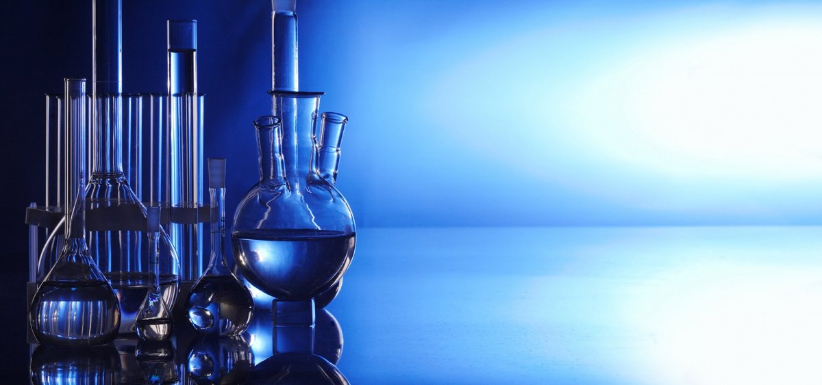 Голубой фон с молекулами