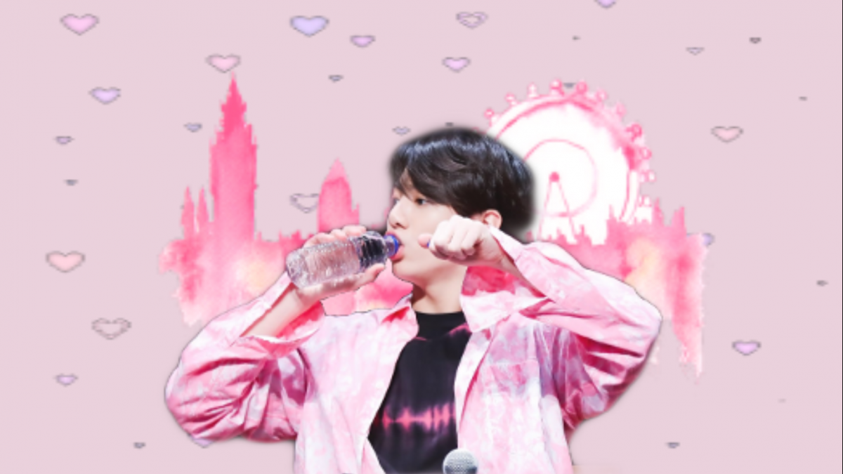 БТС Тэхен на фиолетовом фоне