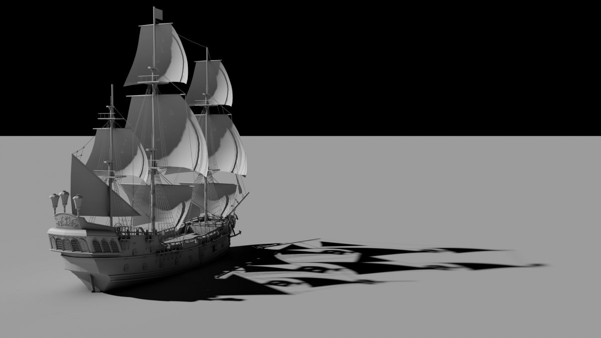 Деревянный корабль на воде