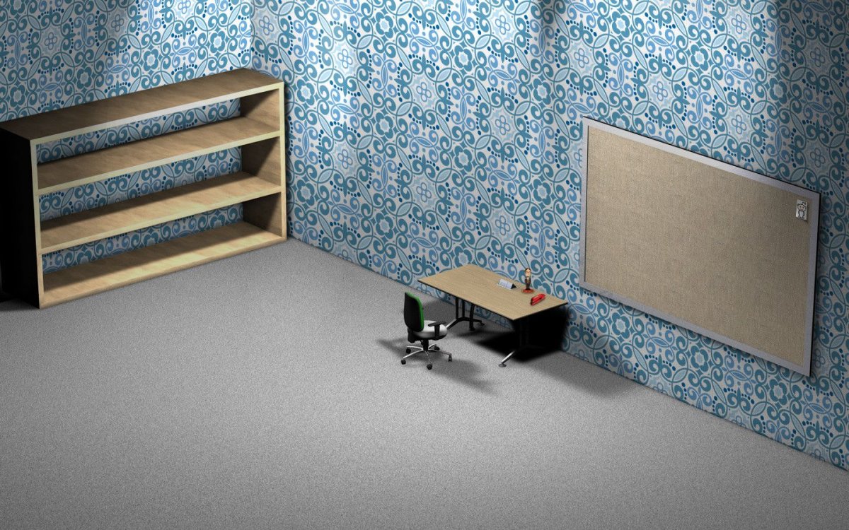 Картинка с изображением рабочего стола и полок прямых