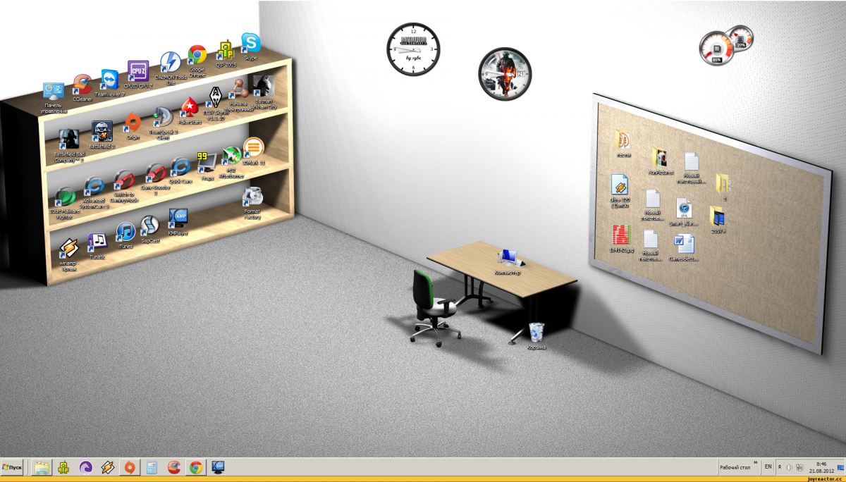 Прикольные рабочие столы с полками