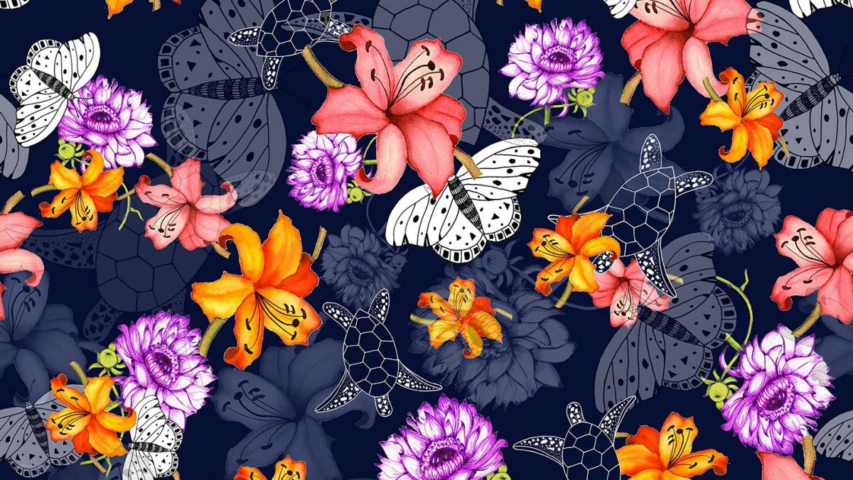 Паттерн цветочки бабочки