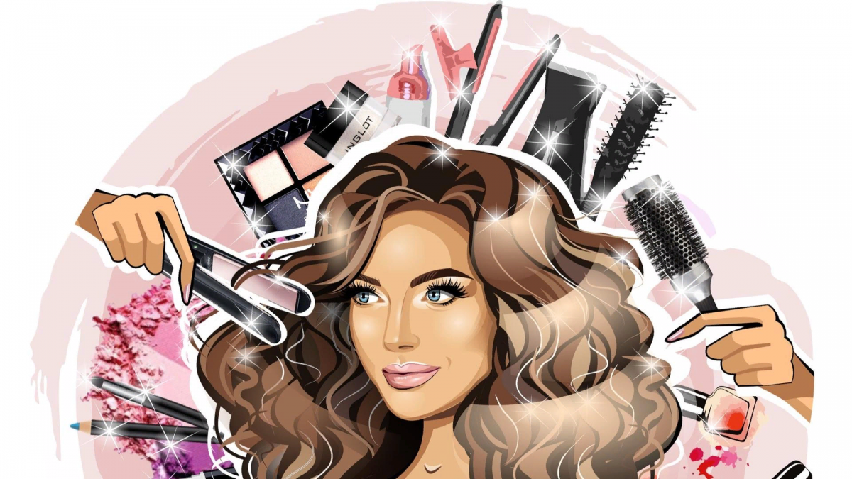 Ножницы и расческа на черном фоне