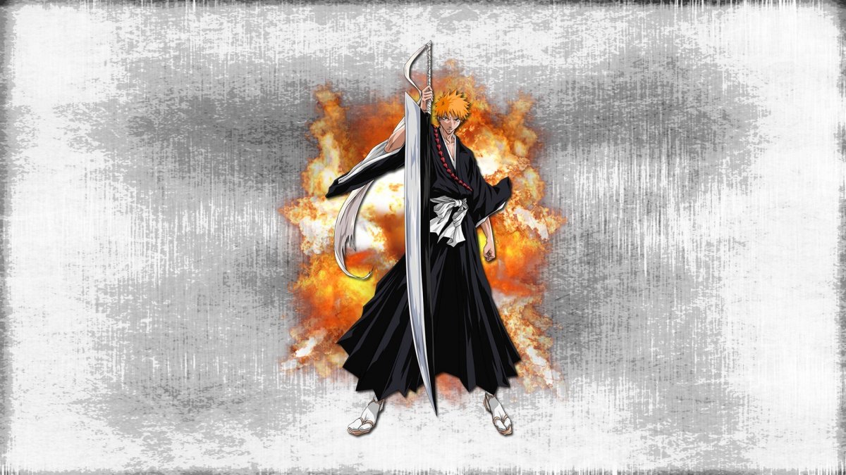 Ичиго Куросаки на зелёном фоне