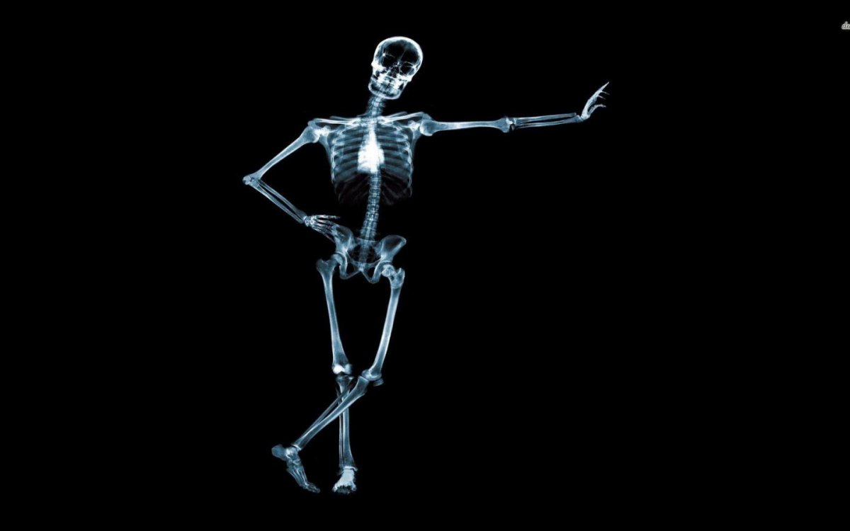 Скелет человека на черном фоне