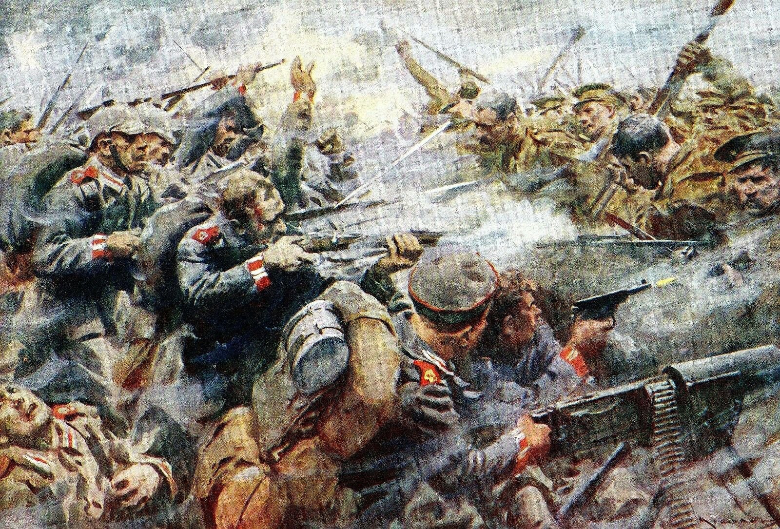 Последний бой первой мировой. Первая мировая картина бой Верден. Штыковая атака 1914.
