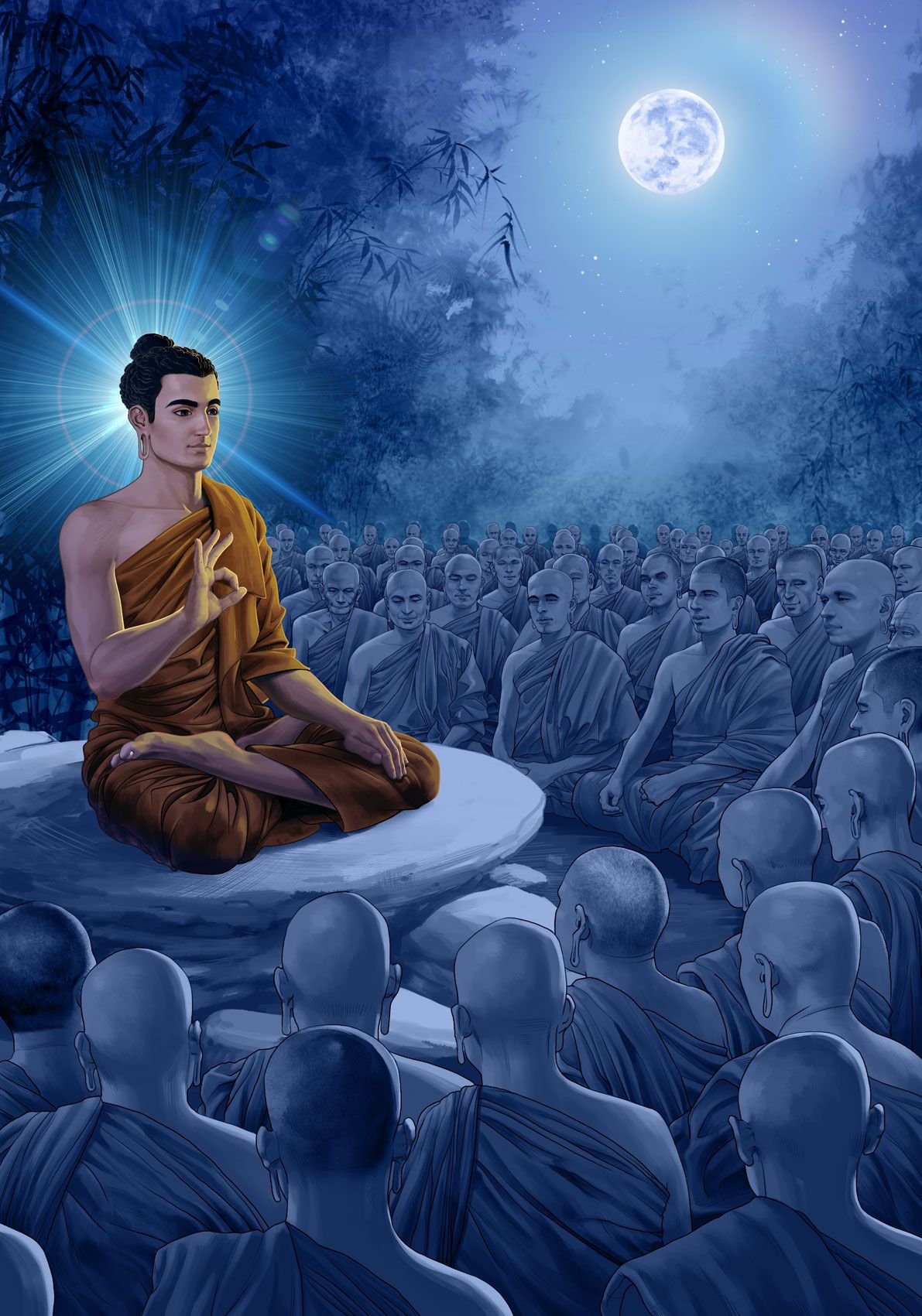 После смерти в буддизме. Будда Шакьямуни с учениками. Будда дхарма Сангха. Будда Шакьямуни в нирване. Будда Шакьямуни арт.