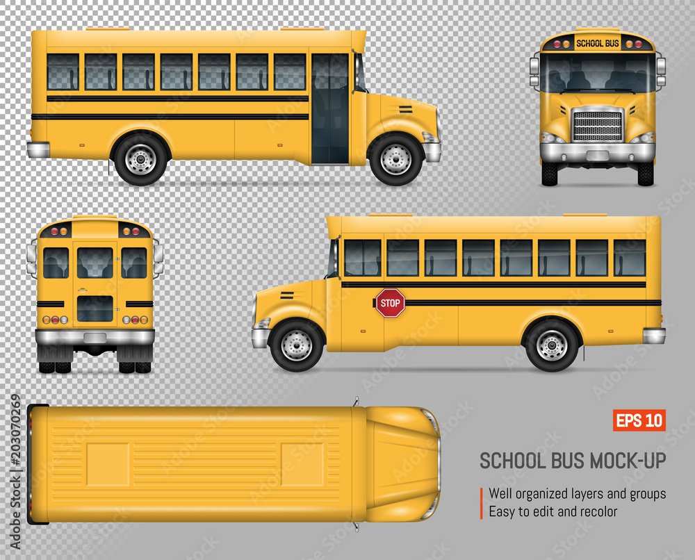 Школьный автобус вид сбоку вектор