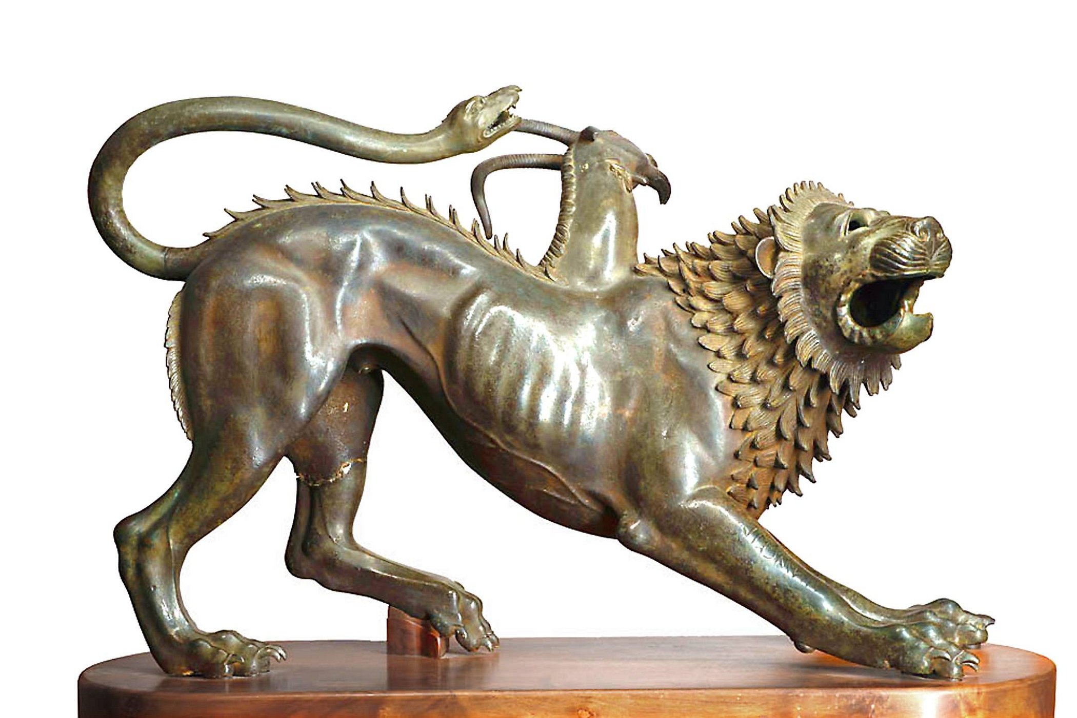 Мифический лев с головой. Химера Этрусская скульптура. Химера скульптура этрусков. Бронзовая статуя химеры. Химера Ареццо статуя.