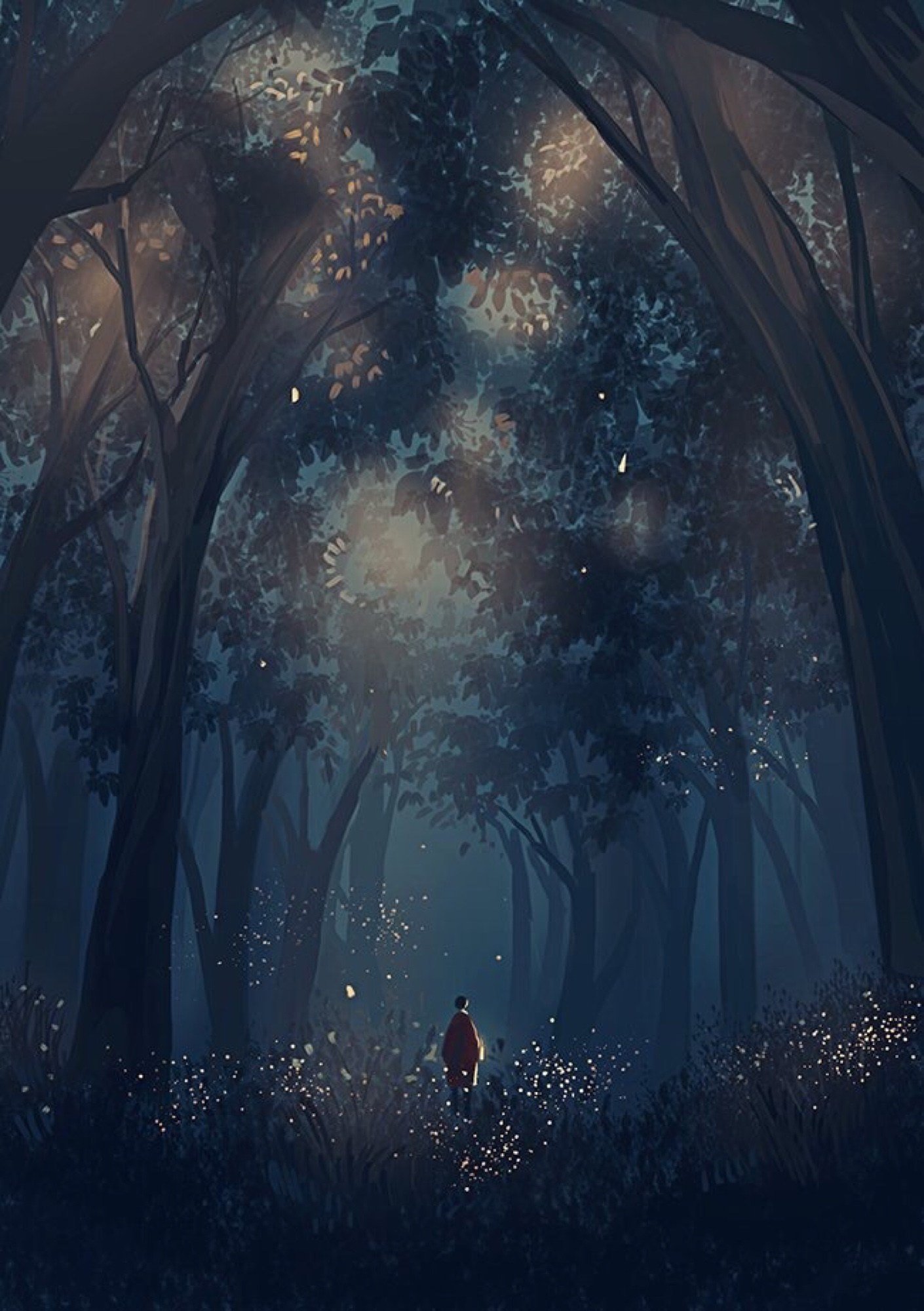 Ночной лес фэнтези
