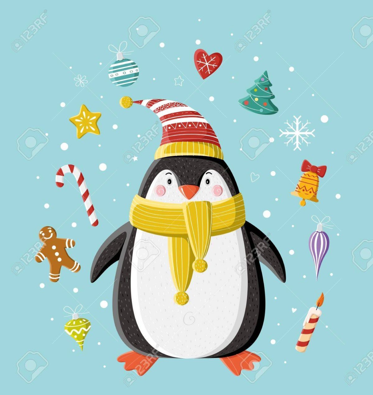 Новогодний Пингвин иллюстрация
