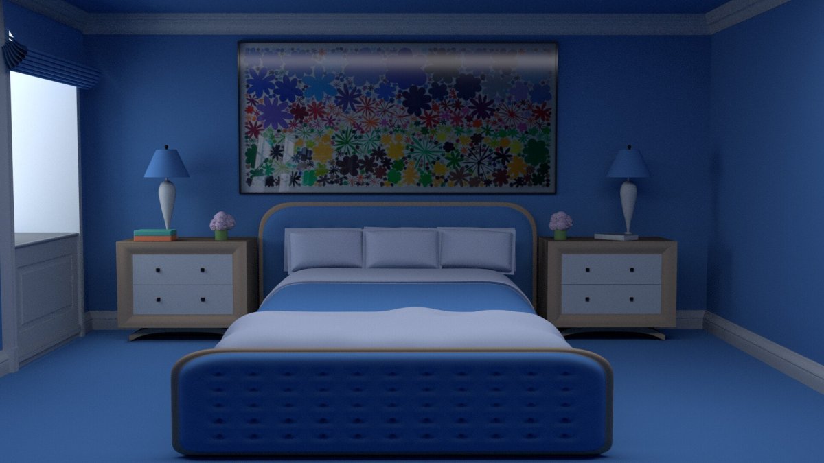 Спальня в голубых тонах