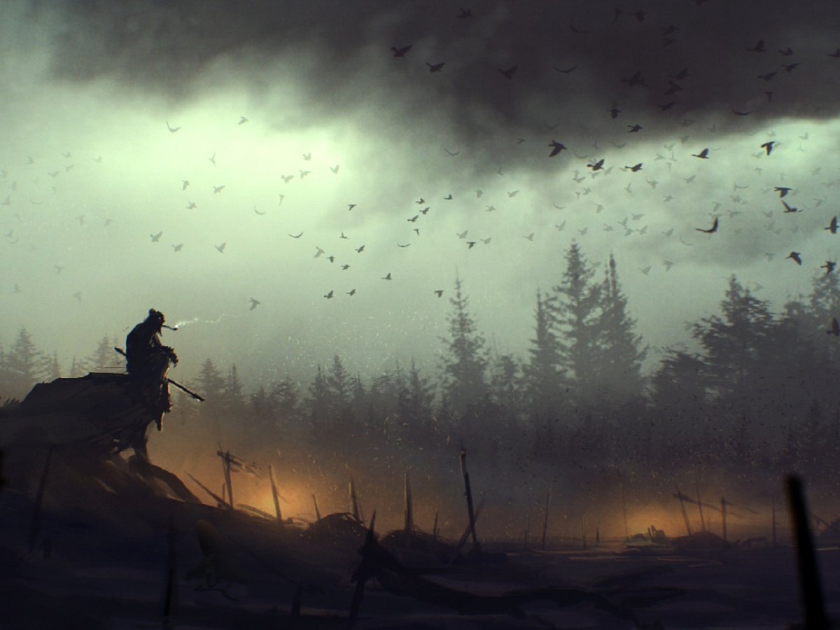 Одинокий воин на поле боя