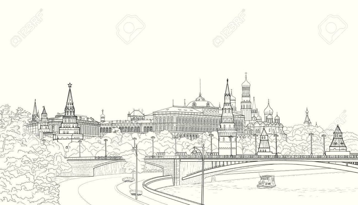 Очертания Кремль Москва Графика
