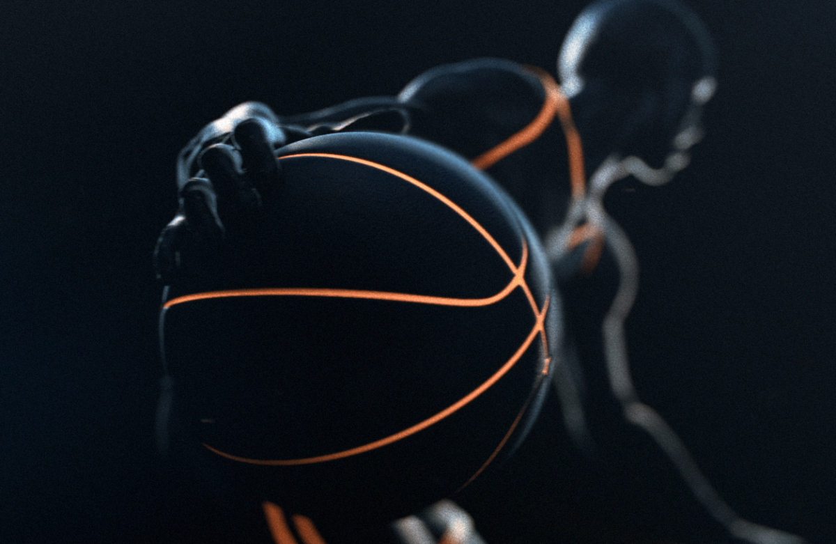 Баскетбол на черном фоне
