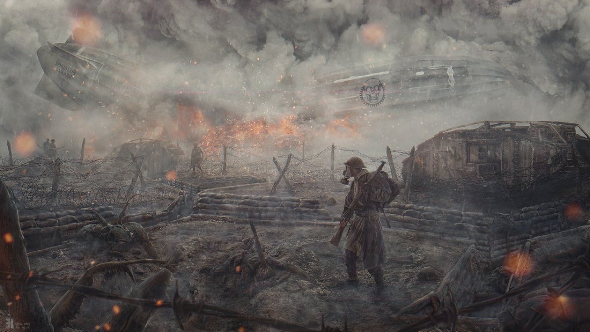 Дизельпанк арт война Окопная война
