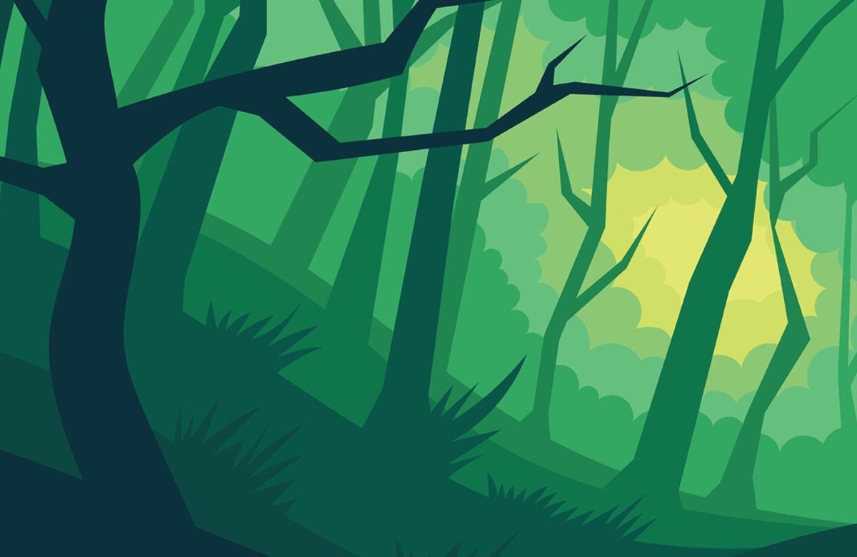 Лес в мультяшном стиле