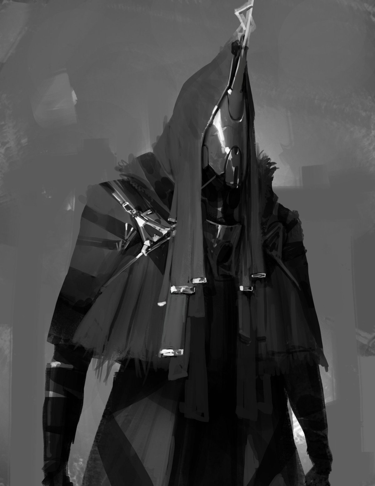 Человек в плаще с капюшоном арт