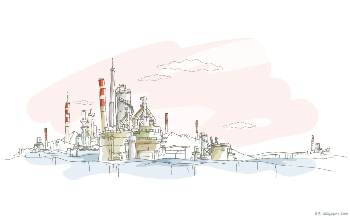 Завод на белом фоне