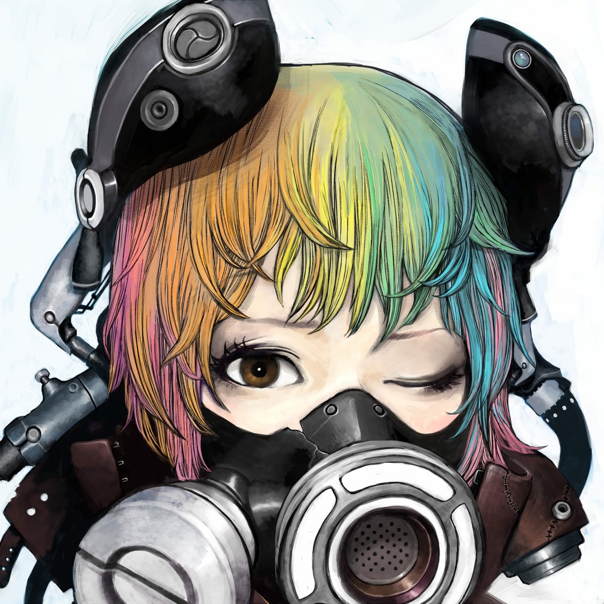 Девушка в респираторе